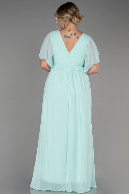 Long Mint Chiffon Plus Size Evening Dress ABU3276