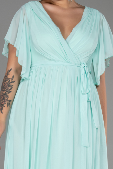 Long Mint Chiffon Plus Size Evening Dress ABU3276