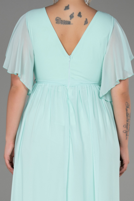 Long Mint Chiffon Plus Size Evening Dress ABU3276