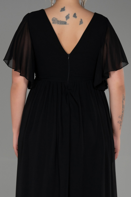 Long Black Chiffon Plus Size Evening Dress ABU3276
