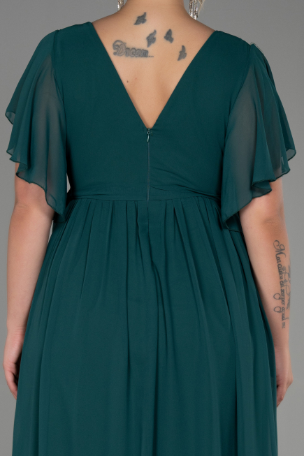 Long Emerald Green Chiffon Plus Size Evening Dress ABU3276