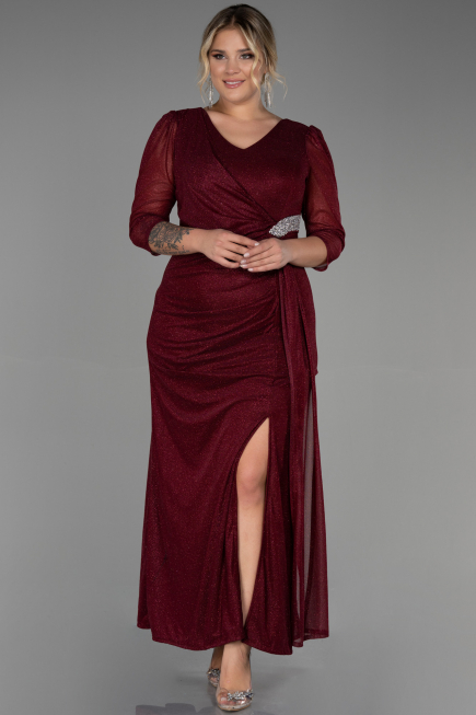Long Burgundy Plus Size Evening Dress ABU3279