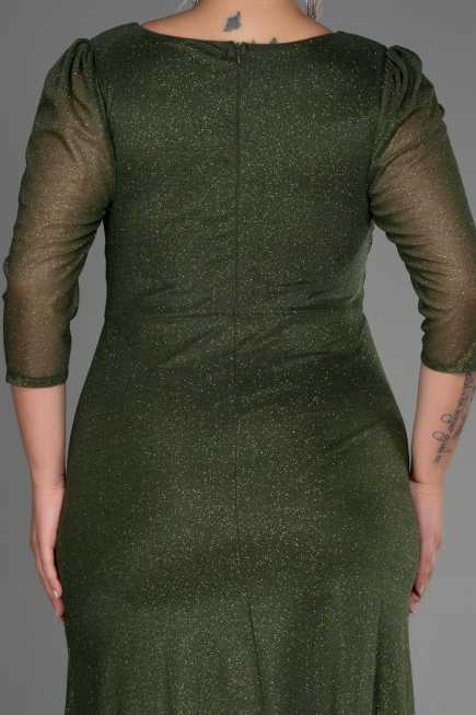 Long Olive Drab Plus Size Evening Dress ABU3279