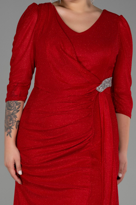 Long Red Plus Size Evening Dress ABU3279