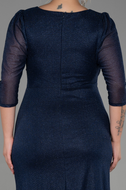 Long Navy Blue Plus Size Evening Dress ABU3279