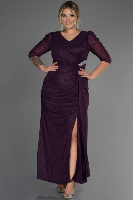 Long Purple Plus Size Evening Dress ABU3279