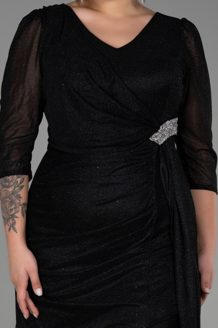 Long Black Plus Size Evening Dress ABU3279