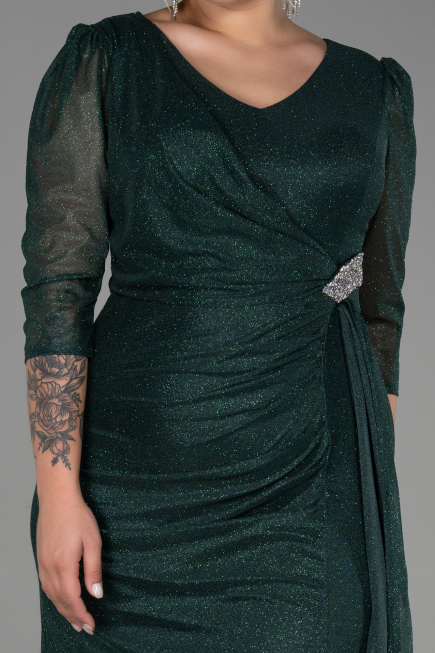 Long Emerald Green Plus Size Evening Dress ABU3279