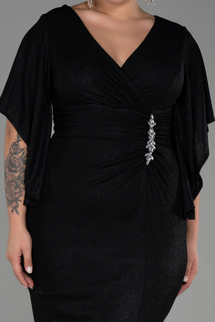 Long Black Plus Size Evening Dress ABU3280