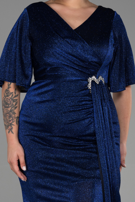Long Sax Blue Plus Size Evening Dress ABU3282