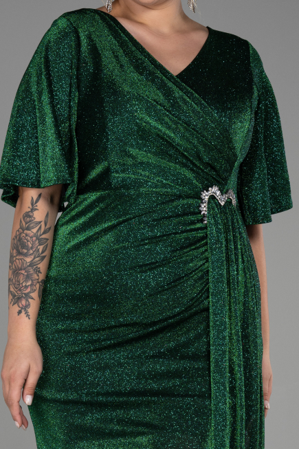 Long Emerald Green Plus Size Evening Dress ABU3282