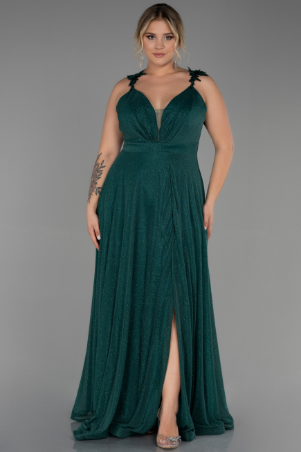 Long Emerald Green Oversized Evening Dress ABU3174