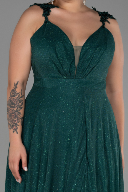 Long Emerald Green Oversized Evening Dress ABU3174