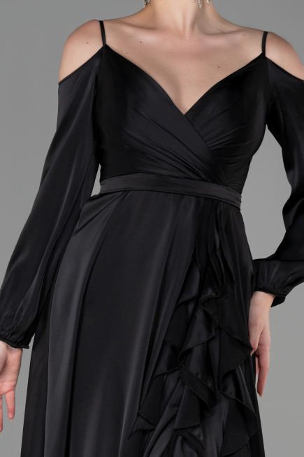 Long Black Satin Evening Dress ABU2339