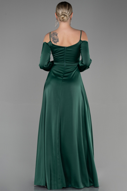 Long Emerald Green Satin Evening Dress ABU2339