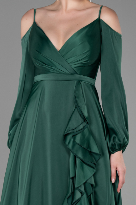 Long Emerald Green Satin Evening Dress ABU2339