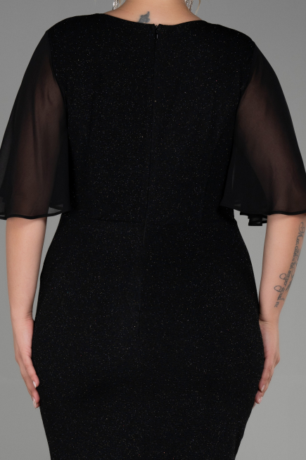 Midi Black Plus Size Evening Dress ABK1826