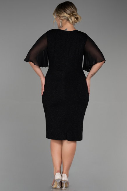Midi Black Plus Size Evening Dress ABK1826