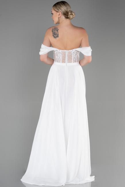 Long White Chiffon Evening Dress ABU3310