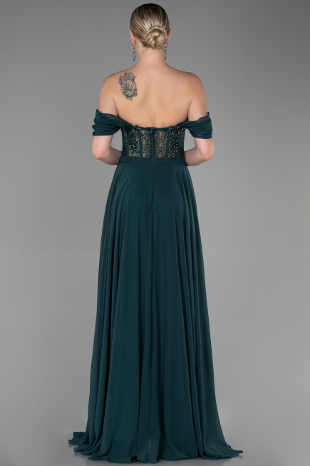 Long Emerald Green Chiffon Evening Dress ABU3310