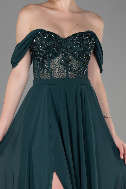 Long Emerald Green Chiffon Evening Dress ABU3310