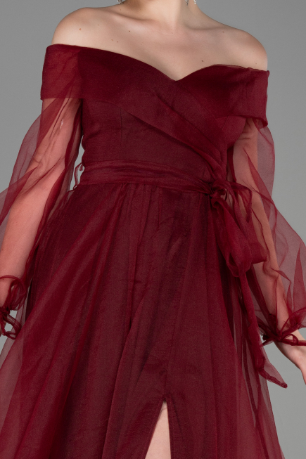 Burgundy Long Engagement Dress ABU1468