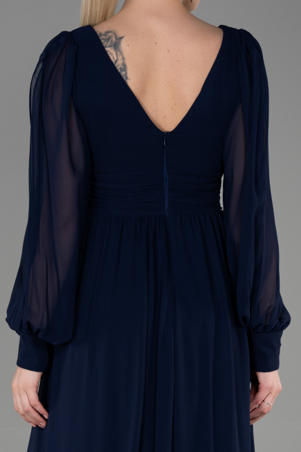 Navy Blue Long Chiffon Evening Dress ABU1702