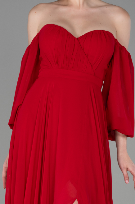 Long Red Chiffon Prom Gown ABU2457