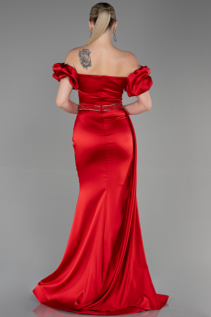 Long Red Satin Evening Dress ABU3331