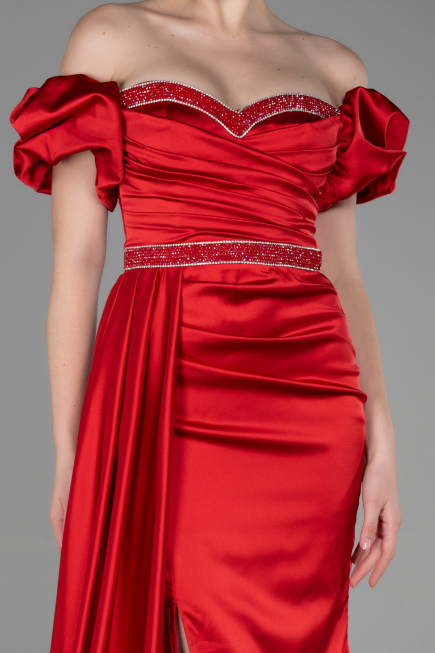 Long Red Satin Evening Dress ABU3331