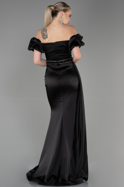 Long Black Satin Evening Dress ABU3331