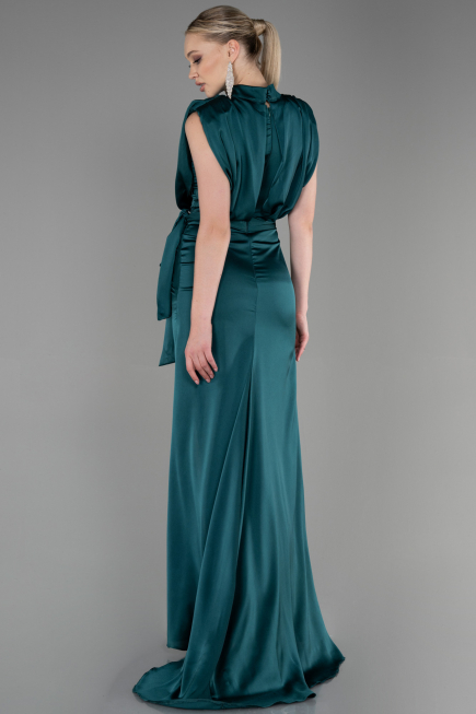 Long Emerald Green Satin Evening Dress ABU2133