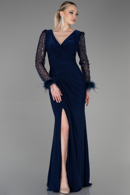 Long Navy Blue Evening Dress ABU3008