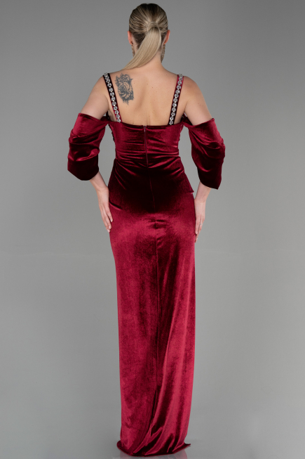 Long Burgundy Velvet Evening Dress ABU3335
