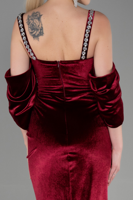 Long Burgundy Velvet Evening Dress ABU3335