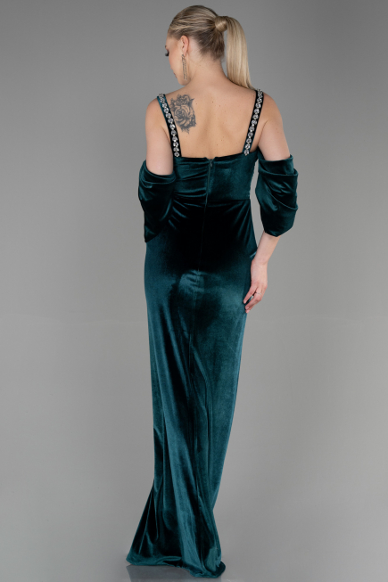 Long Emerald Green Velvet Evening Dress ABU3335