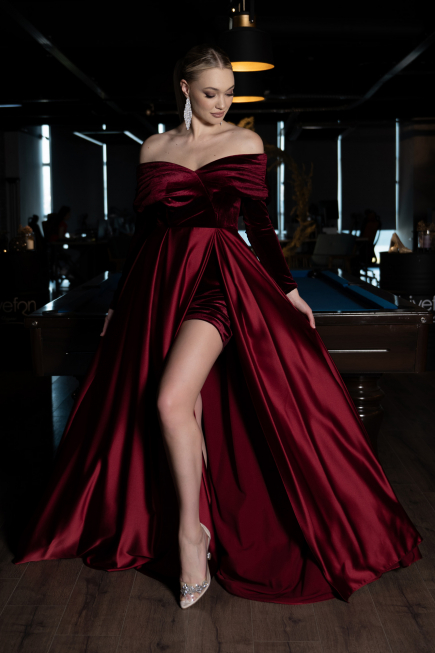 Long Burgundy Evening Dress ABU2083