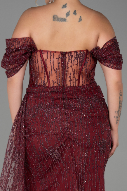 Long Burgundy Plus Size Evening Dress ABU3097