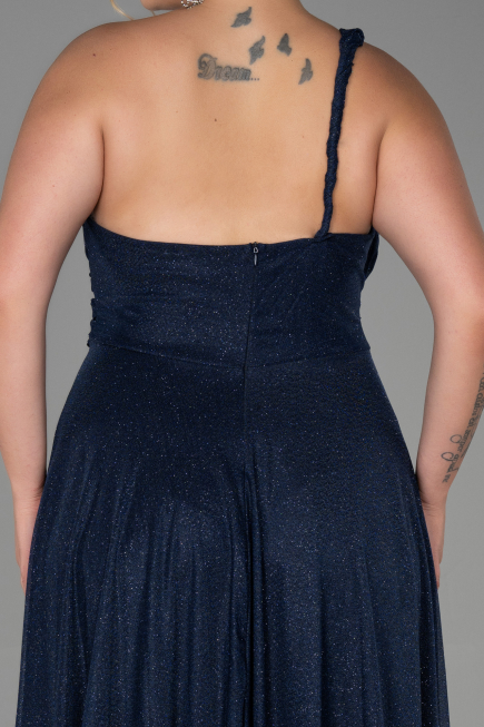 Long Navy Blue Plus Size Evening Dress ABU3289
