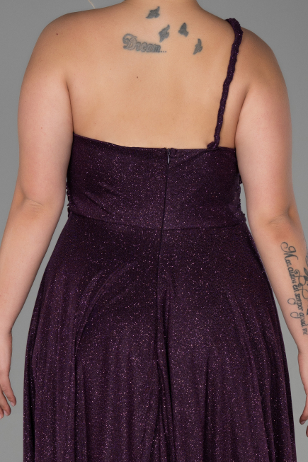 Long Dark Purple Plus Size Evening Dress ABU3289