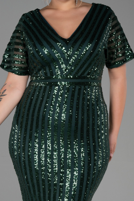 Emerald Green Short Plus Size Evening Dress ABK686