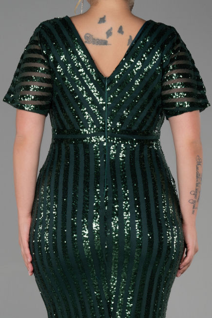 Emerald Green Short Plus Size Evening Dress ABK686