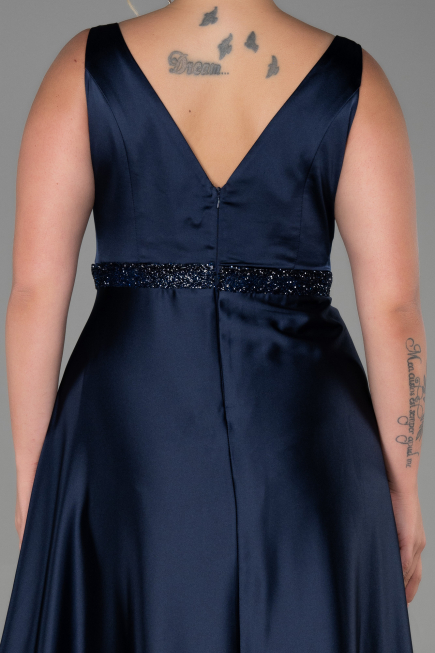 Navy Blue Long Plus Size Evening Dress ABU3200