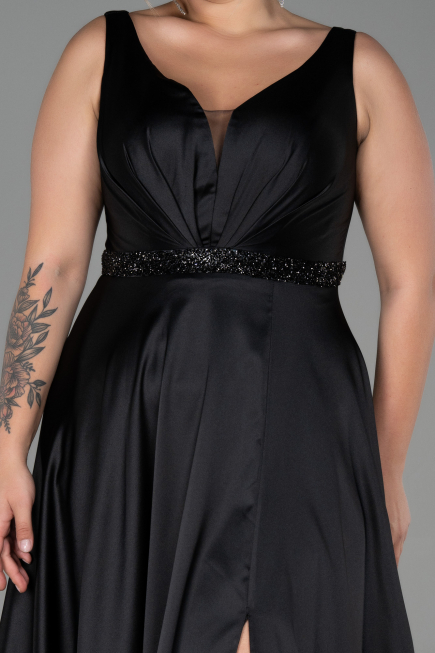 Long Black Plus Size Evening Dress ABU3200