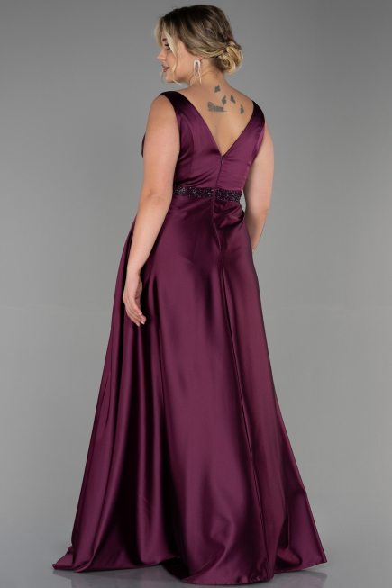 Cherry Colored Long Plus Size Evening Dress ABU3200