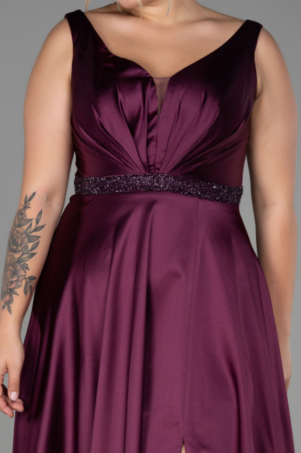 Cherry Colored Long Plus Size Evening Dress ABU3200
