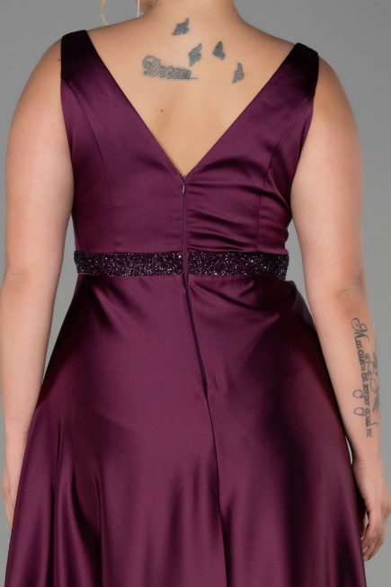 Cherry Colored Long Plus Size Evening Dress ABU3200