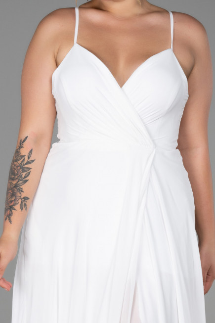 White Long Plus Size Evening Dress ABU1324