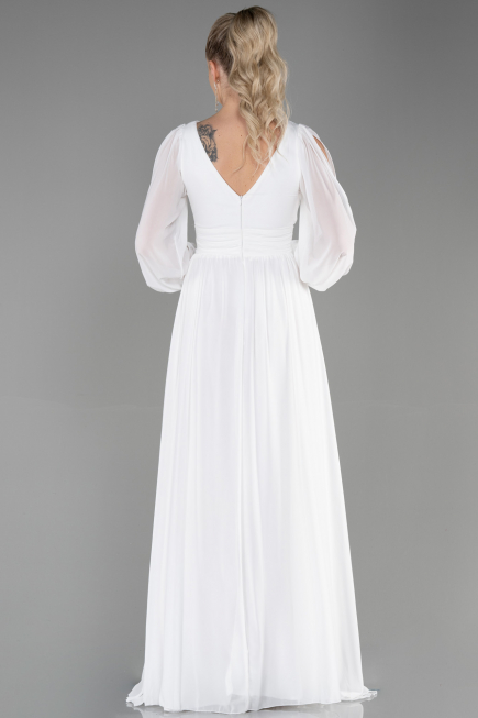 Long White Chiffon Evening Dress ABU1702