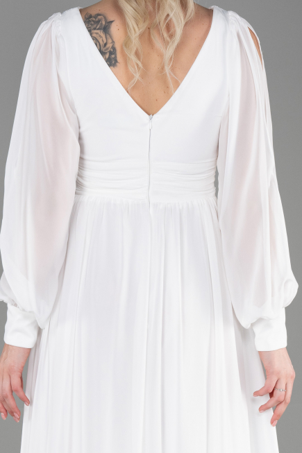 Long White Chiffon Evening Dress ABU1702